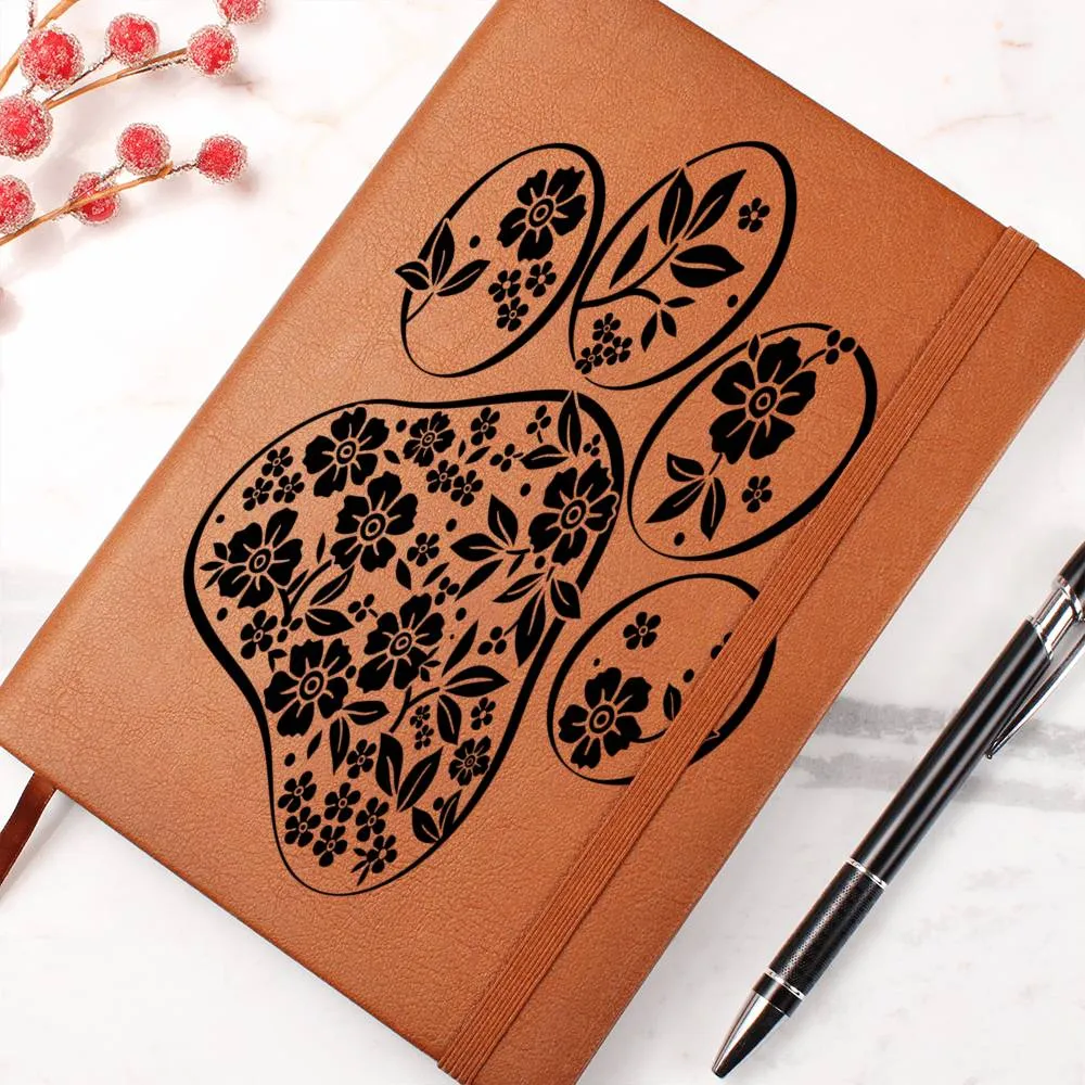 Floral Paw Print Blank Journal