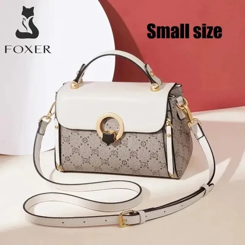 Foxer PVC Leather Vintage Signature Totes in White and Brown