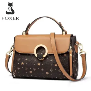 Foxer PVC Leather Vintage Signature Totes in White and Brown