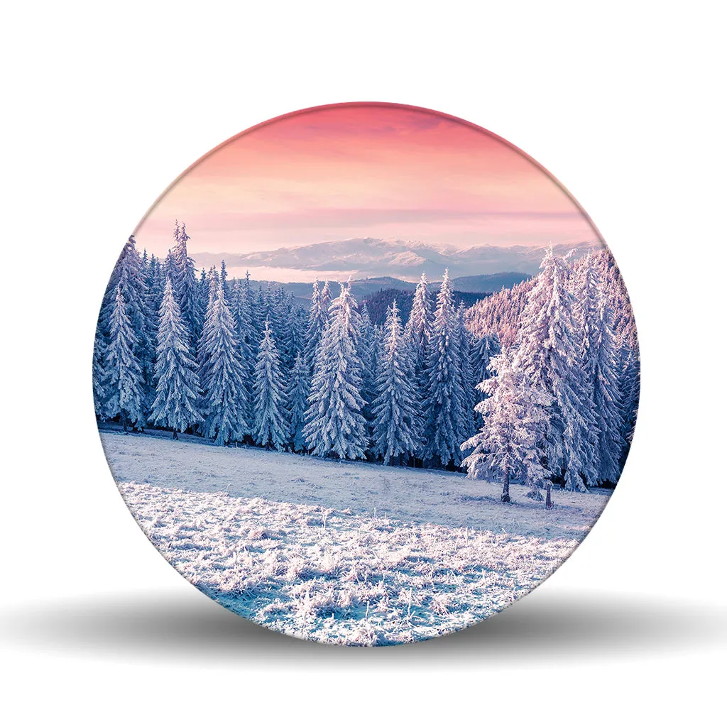 Frozen Over Glass Lazy Susan Table Spinner 17.75"