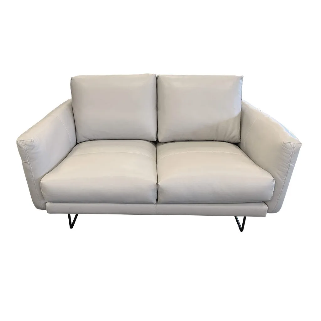 Gatsby 3 2-Seater - Urban Sofa - Cat 16 Light Grey Full Grain Leather - Metal Legs