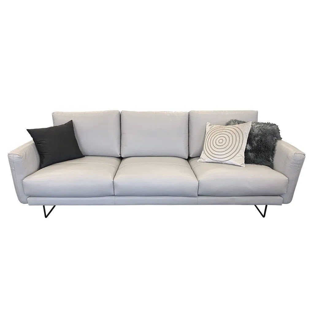 Gatsby 3 2-Seater - Urban Sofa - Cat 16 Light Grey Full Grain Leather - Metal Legs