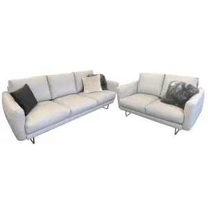 Gatsby 3 2-Seater - Urban Sofa - Cat 16 Light Grey Full Grain Leather - Metal Legs