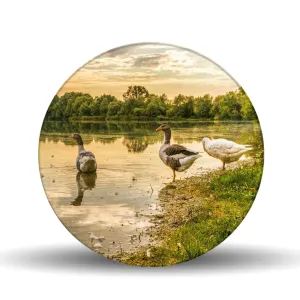 Geese Illustration <br>Glass Table Spinner 17.75"