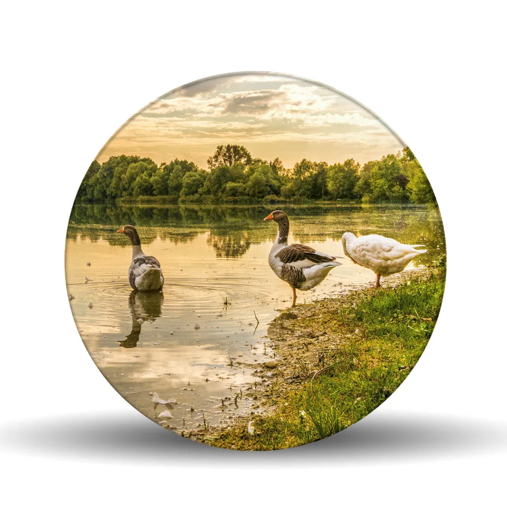Geese Illustration <br>Glass Table Spinner 17.75"