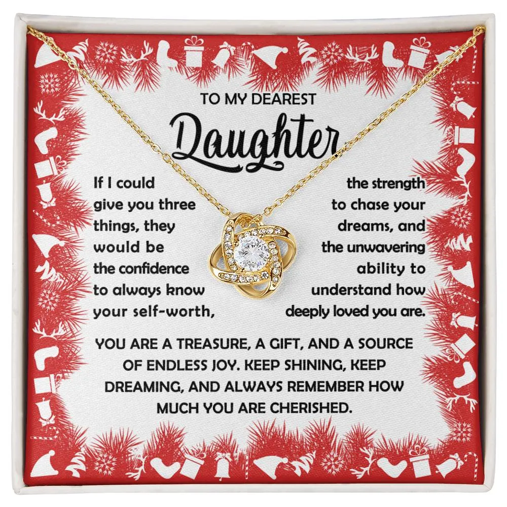 Gift for Daughter-Three Things - Love Knot Necklace
