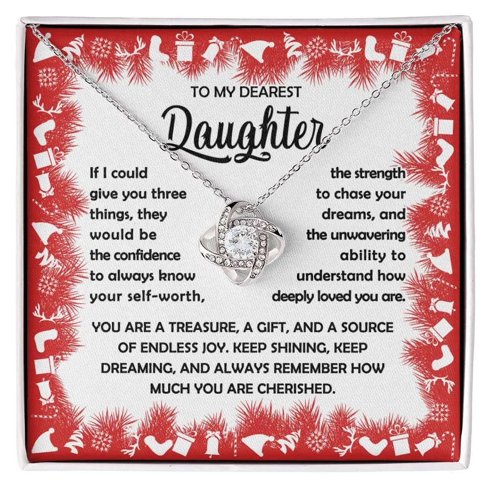 Gift for Daughter-Three Things - Love Knot Necklace