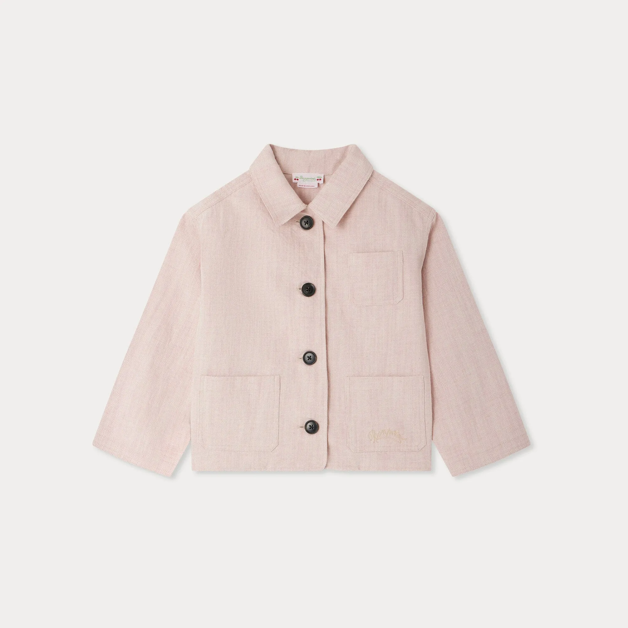Girls Pink Casual Cotton Jacket