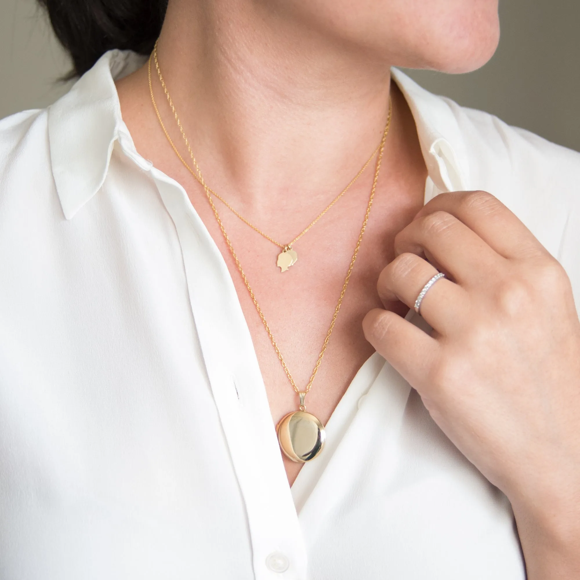 Gold Filled Large Silhouette Locket Necklace