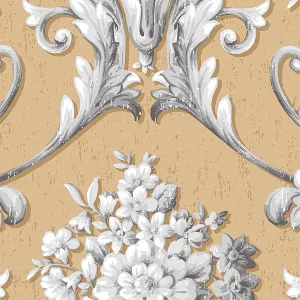 Gold Grey Bold Vintage Damask CS35623 Wallpaper