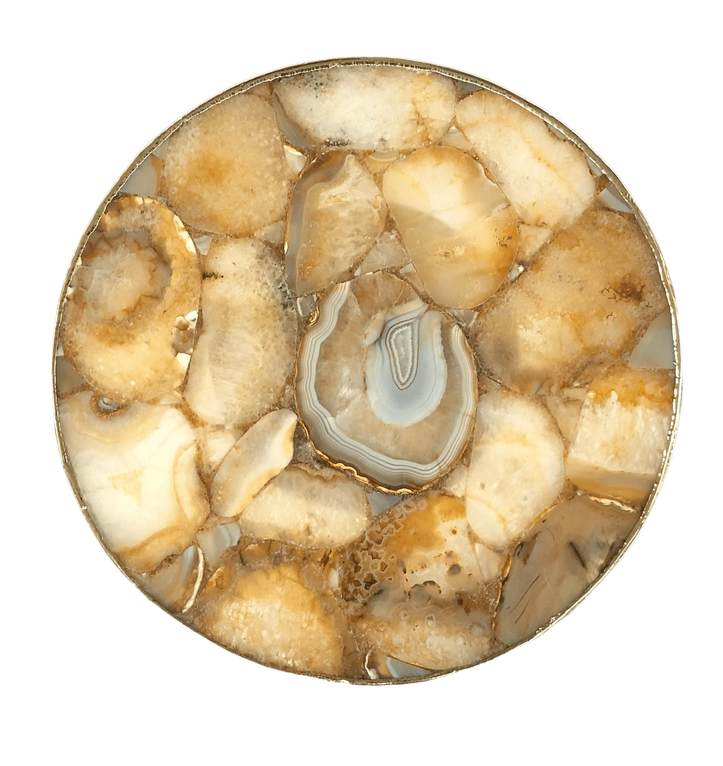 Golden Brown Agate Countertop Lazy Susan Centerpiece