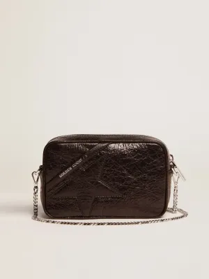 Golden Goose Mini Star Bag in glossy black leather with tone-on-tone star