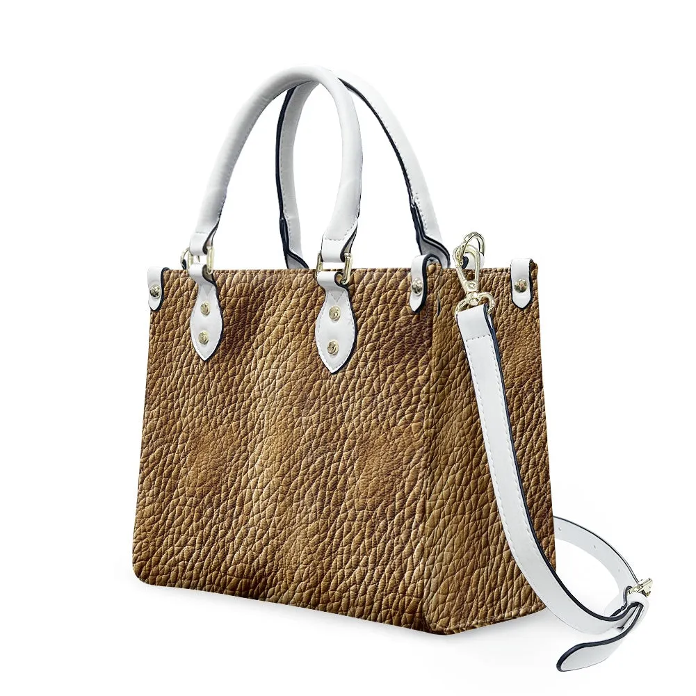 Golden Grain: Timeless Brown Leather for Women Women's PU Leather Twill Handbag