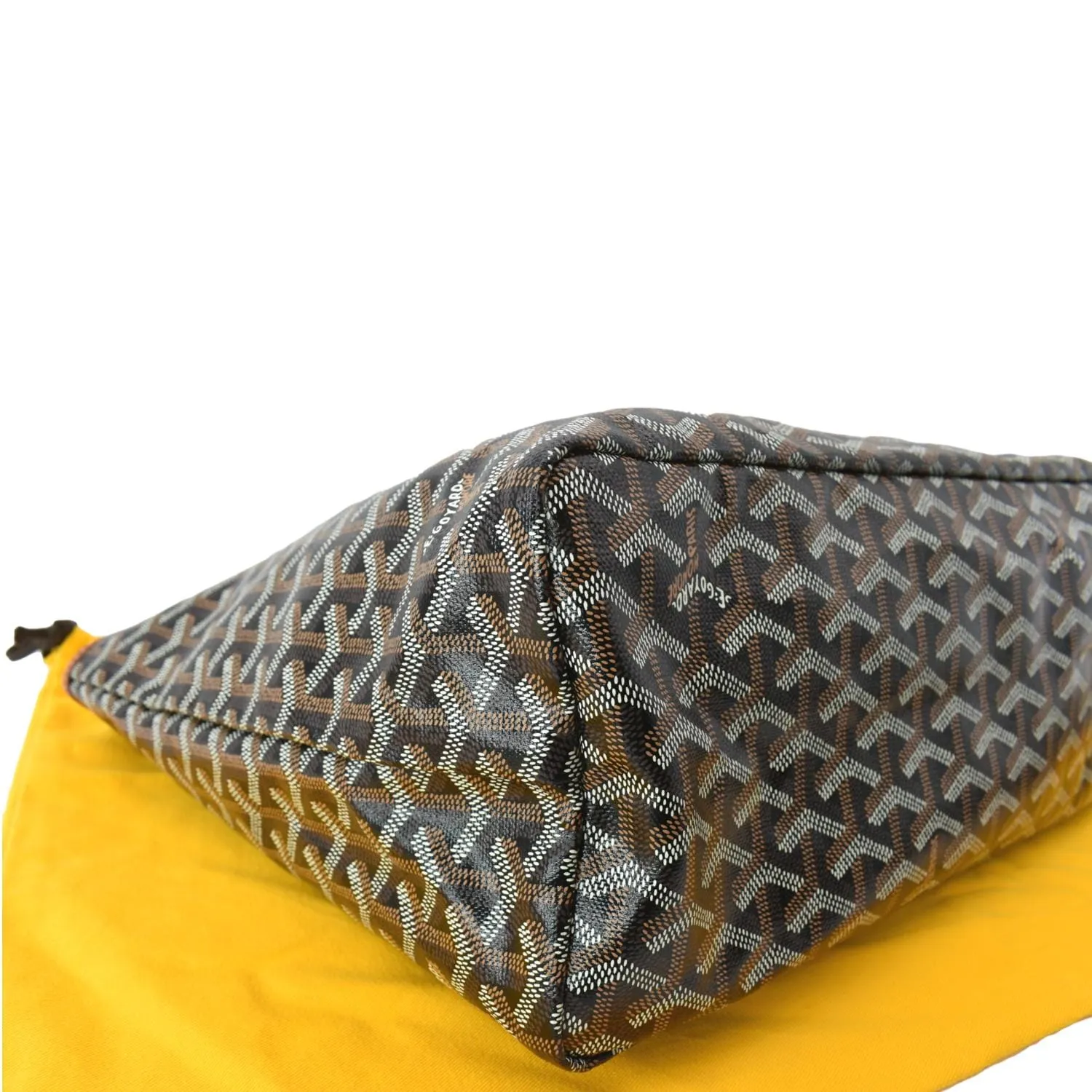GOYARD Saint Louis PM Chevron Print Canvas Tote Bag Black Tan