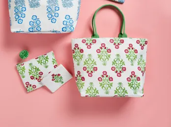 Green Block Print Tote