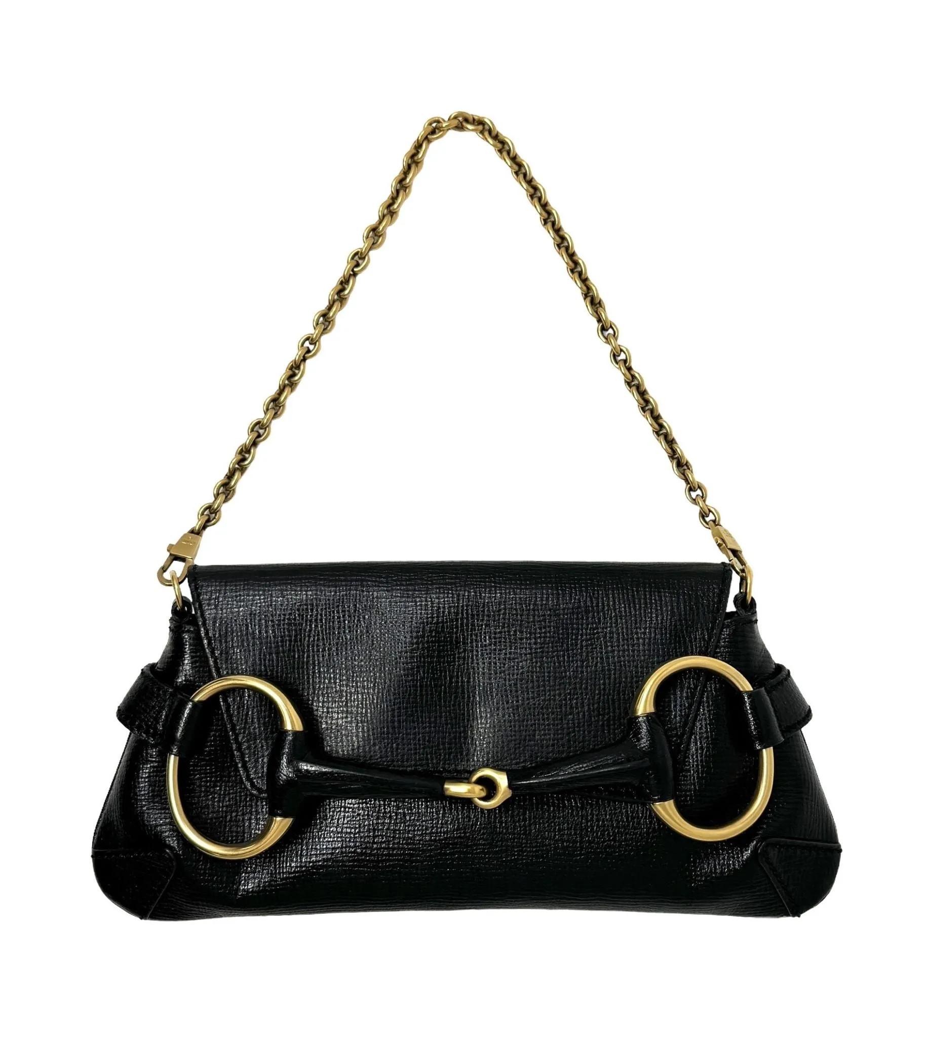 Gucci Black Horsebit Shoulder Bag