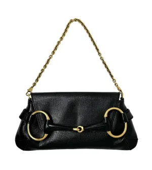 Gucci Black Horsebit Shoulder Bag