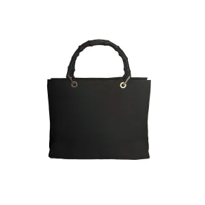 Gucci Black Monogram Bamboo Tote Bag