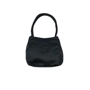 Gucci Black Silk Beaded Logo Bag
