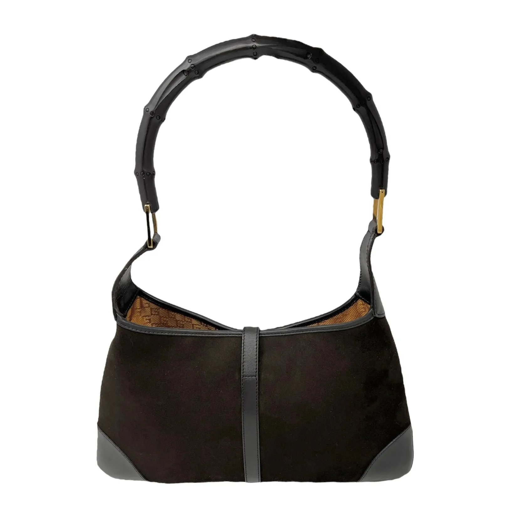 Gucci Brown Suede Bamboo Shoulder Bag