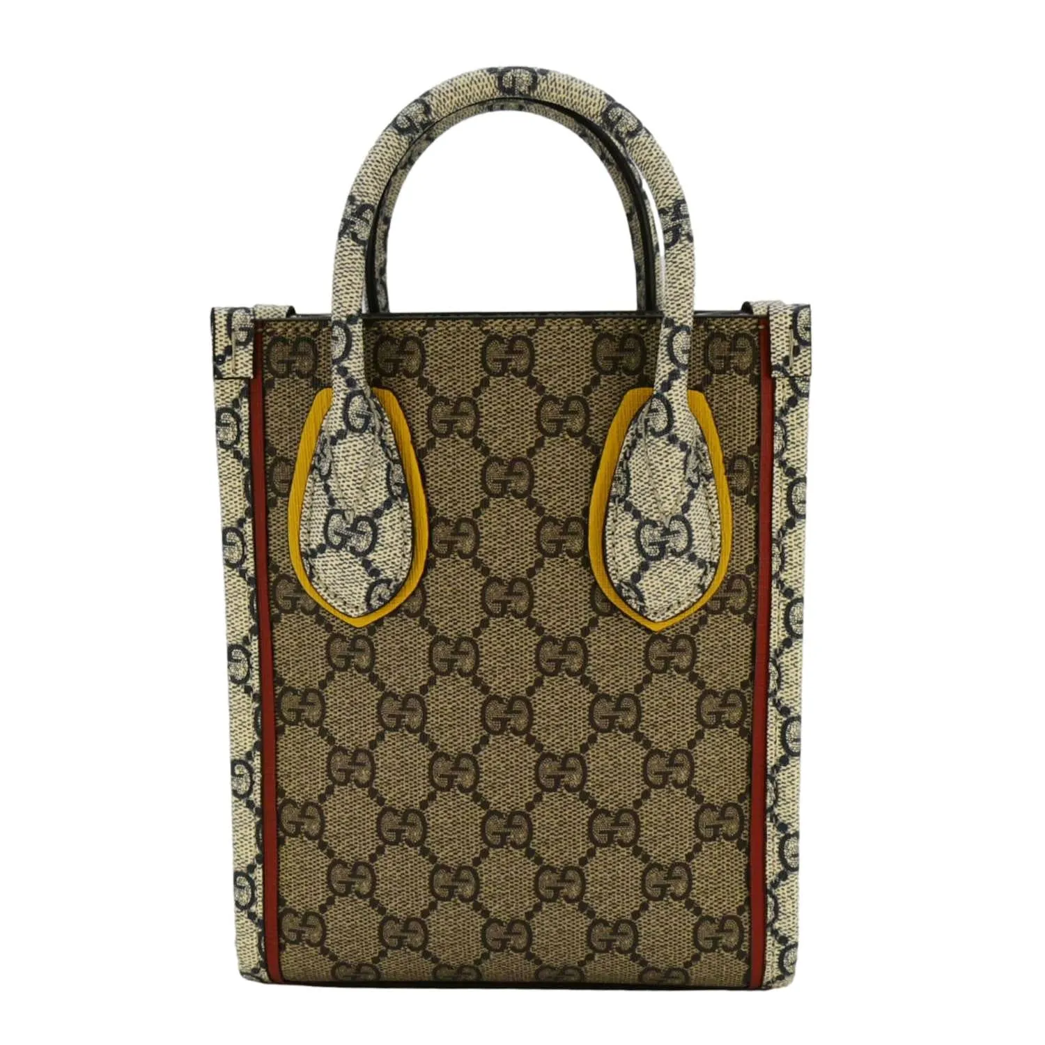 GUCCI Exquisite Mini GG Supreme Canvas Vertical Tote Shoulder Bag Beige