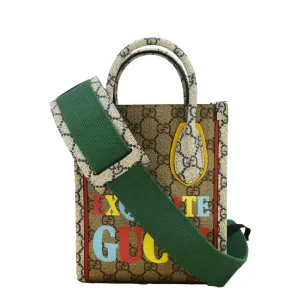 GUCCI Exquisite Mini GG Supreme Canvas Vertical Tote Shoulder Bag Beige