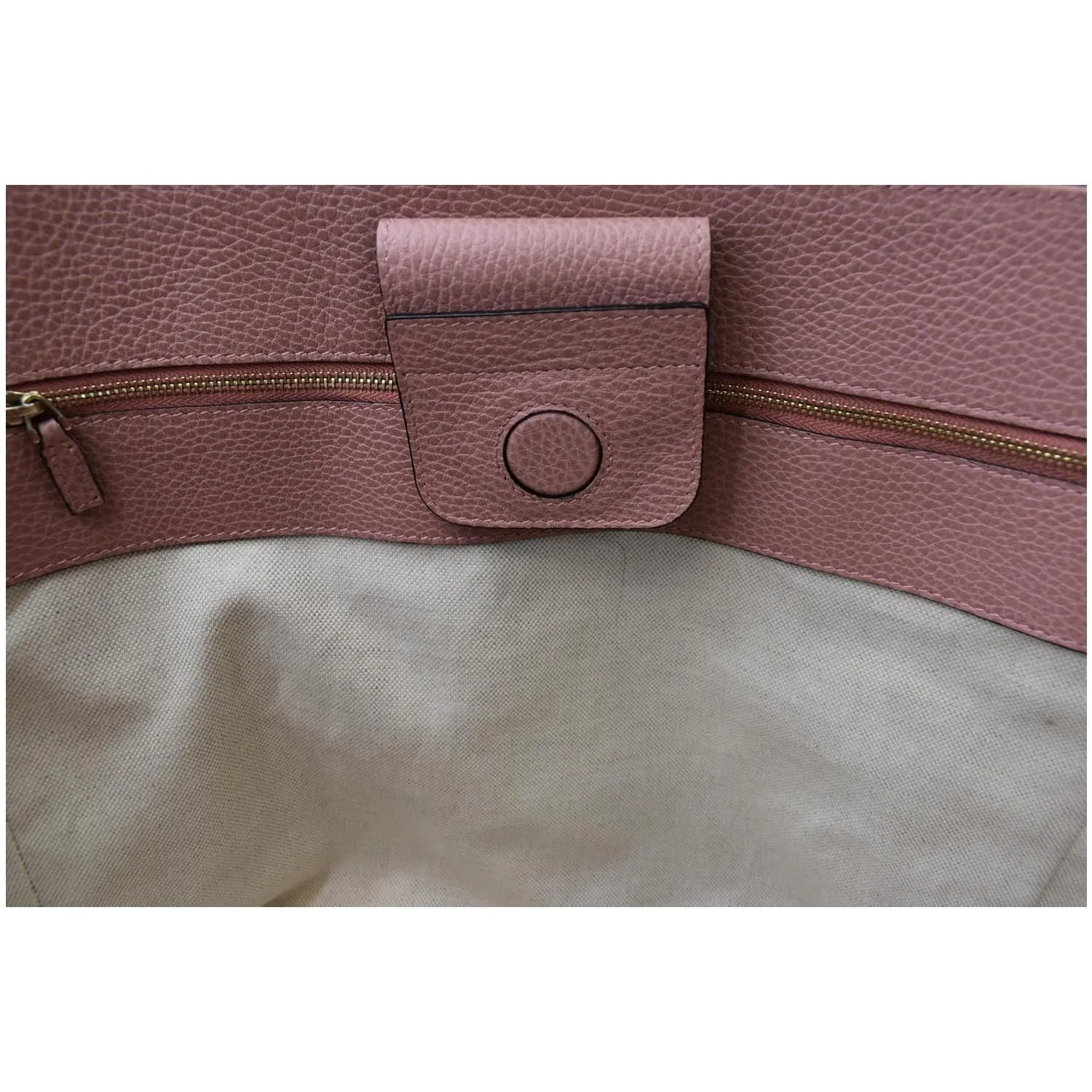 GUCCI Swing Pebbled Calfskin Leather Tote Bag Taupe 354397