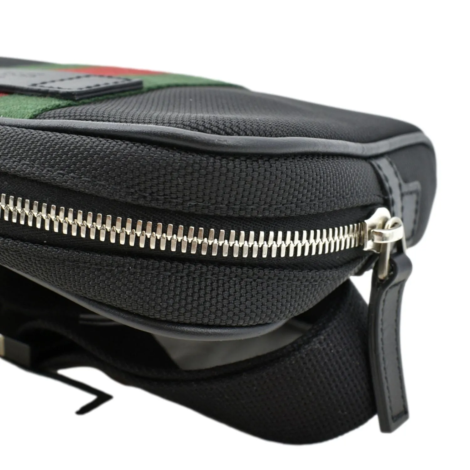 GUCCI Web Monogram Canvas Slim Belt Bag Black 630919
