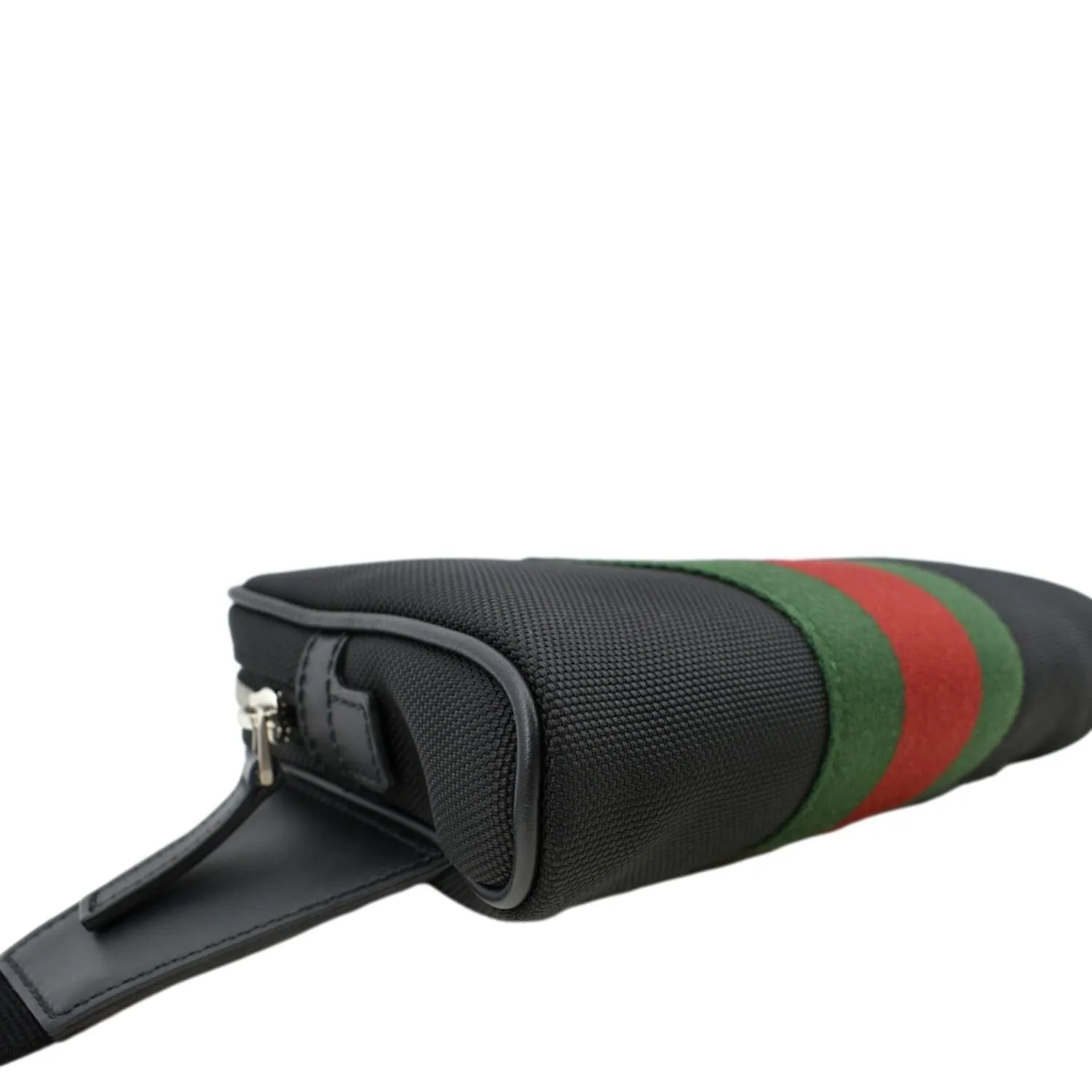 GUCCI Web Monogram Canvas Slim Belt Bag Black 630919