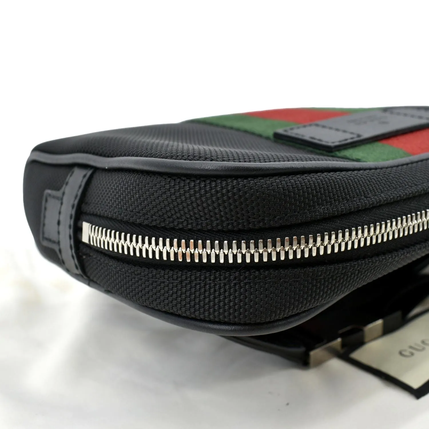 GUCCI Web Monogram Canvas Slim Belt Bag Black 630919