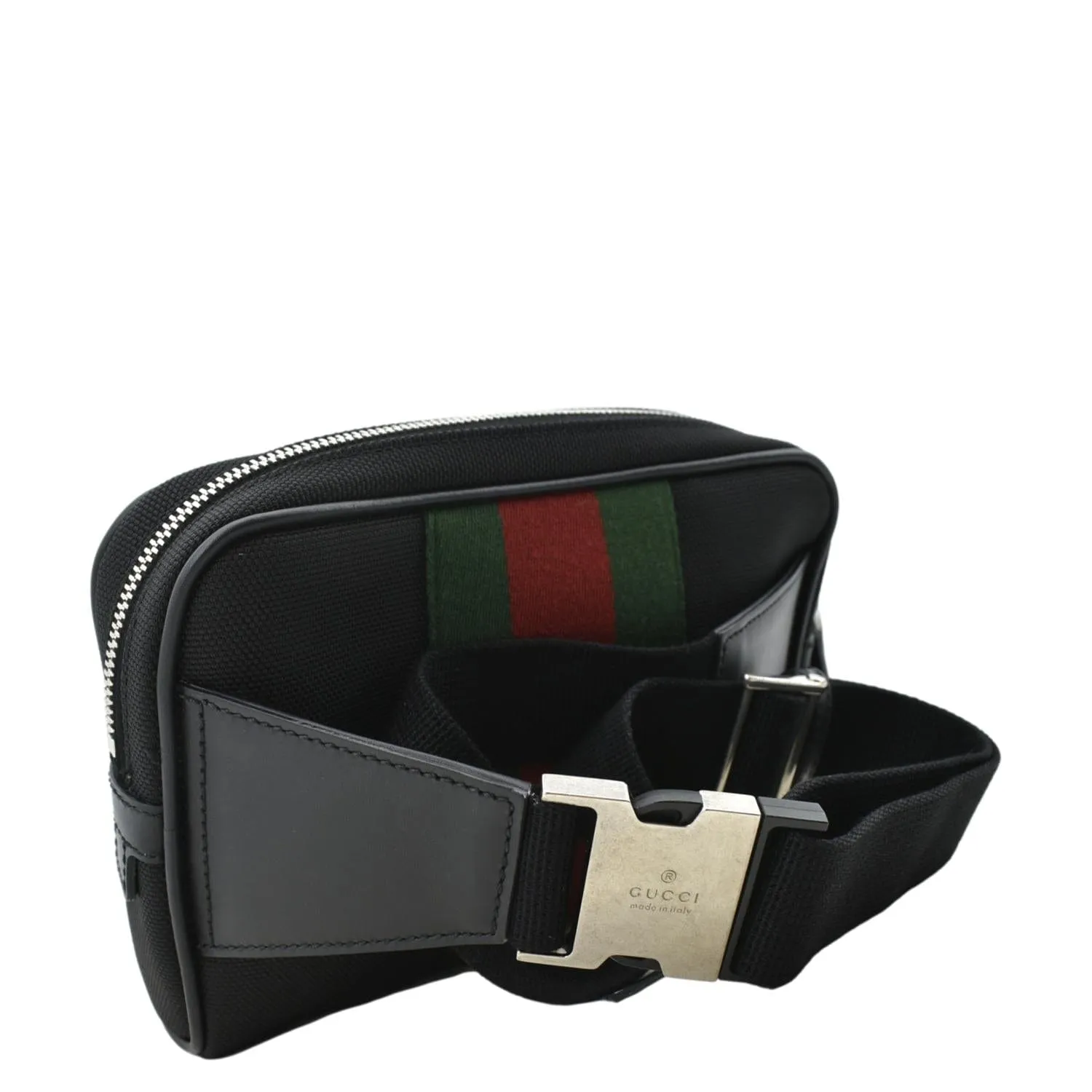 GUCCI Web Monogram Canvas Slim Belt Bag Black 630919