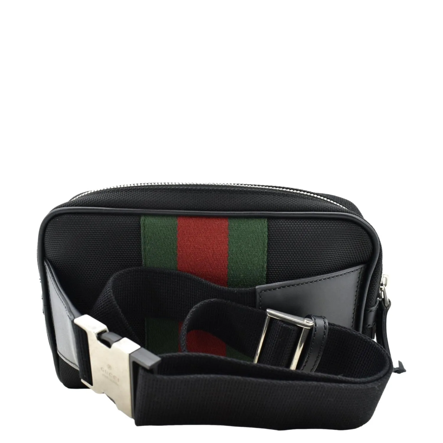 GUCCI Web Monogram Canvas Slim Belt Bag Black 630919