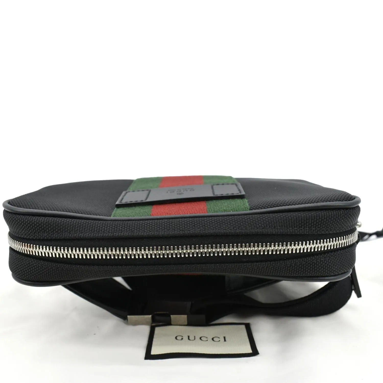 GUCCI Web Monogram Canvas Slim Belt Bag Black 630919
