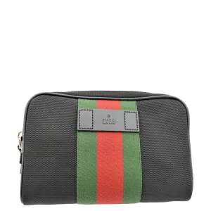 GUCCI Web Monogram Canvas Slim Belt Bag Black 630919
