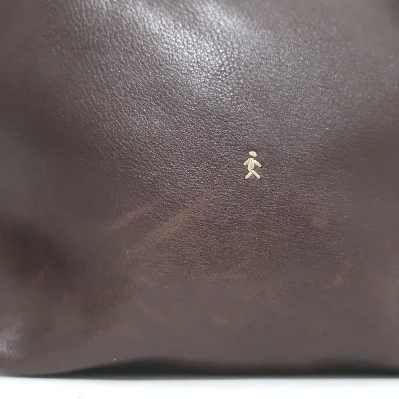 Henry Beguelin Zip-Top Tote Dark Brown Leather Large Shoulder Bag
