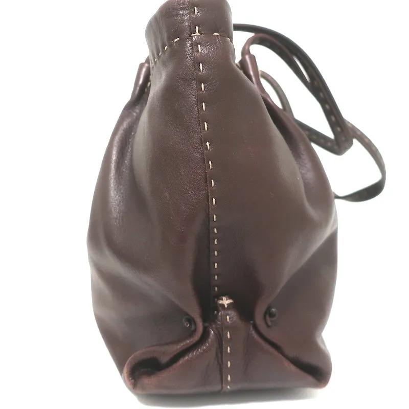 Henry Beguelin Zip-Top Tote Dark Brown Leather Large Shoulder Bag
