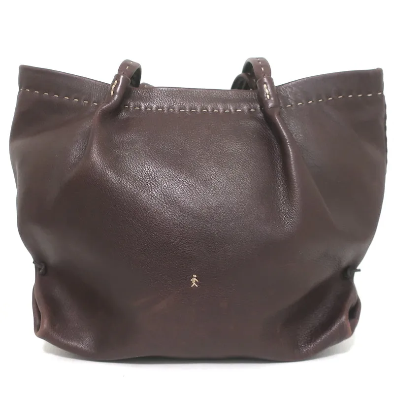 Henry Beguelin Zip-Top Tote Dark Brown Leather Large Shoulder Bag