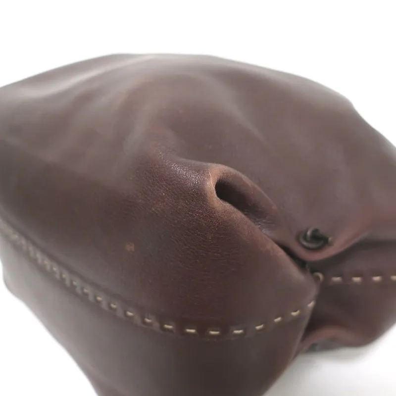 Henry Beguelin Zip-Top Tote Dark Brown Leather Large Shoulder Bag