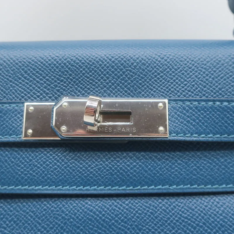 Hermes Kelly 28 Retourne Bleu Thalassa Epsom Leather Palladium Hardware 2015