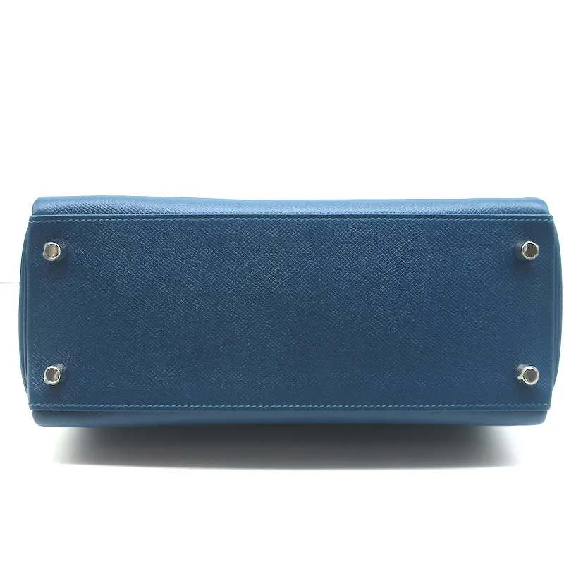 Hermes Kelly 28 Retourne Bleu Thalassa Epsom Leather Palladium Hardware 2015