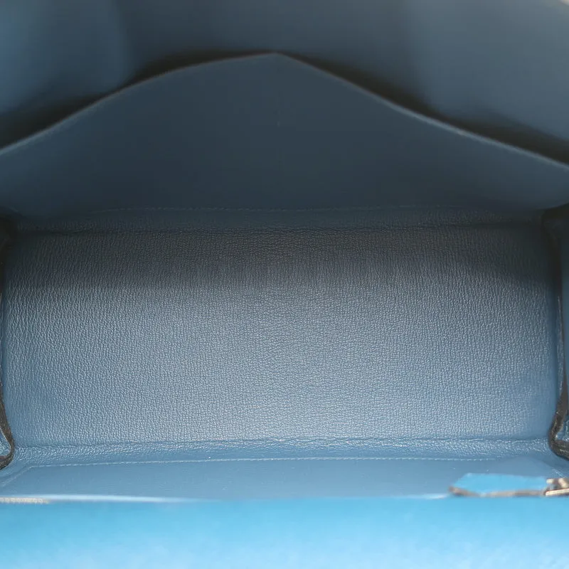Hermes Kelly 28 Retourne Bleu Thalassa Epsom Leather Palladium Hardware 2015