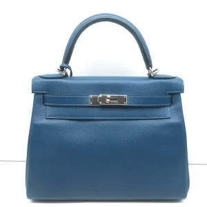 Hermes Kelly 28 Retourne Bleu Thalassa Epsom Leather Palladium Hardware 2015