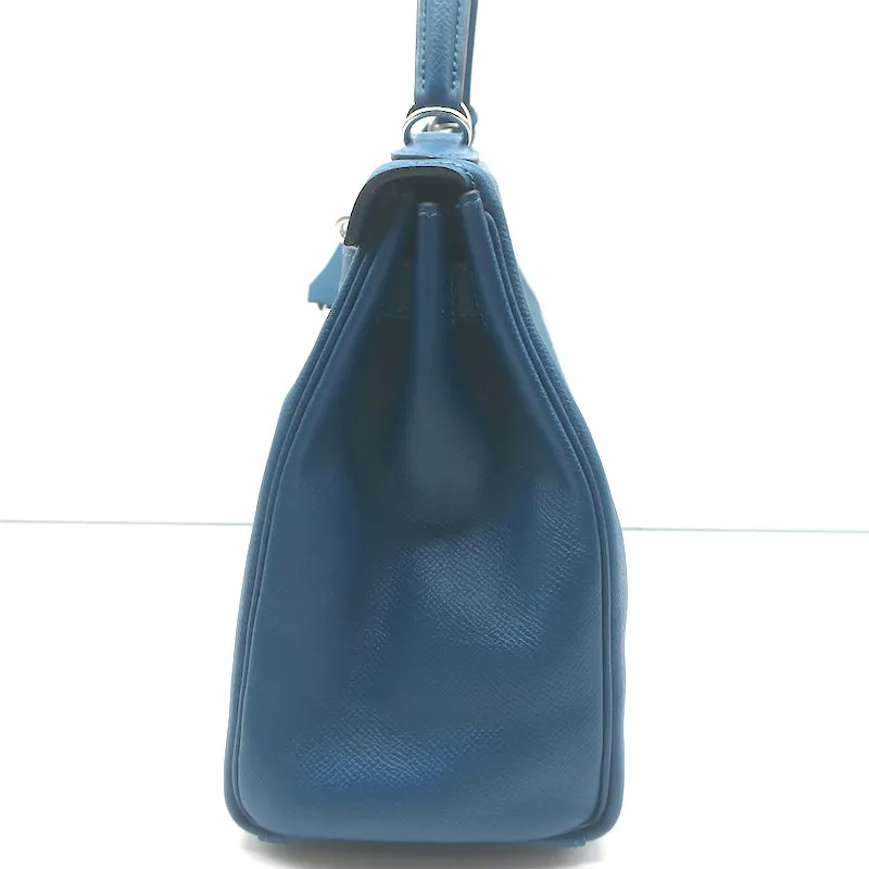 Hermes Kelly 28 Retourne Bleu Thalassa Epsom Leather Palladium Hardware 2015