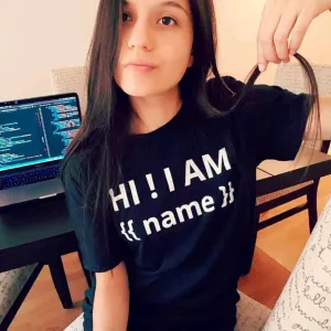 HI ! I AM {{ name }} - Black T-Shirt for Developers