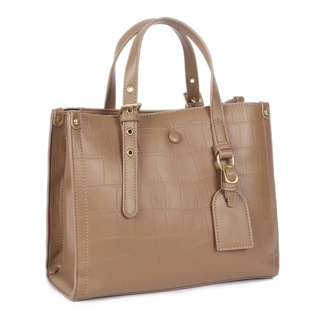 High-Capacity Embossed Pattern Tote Bag