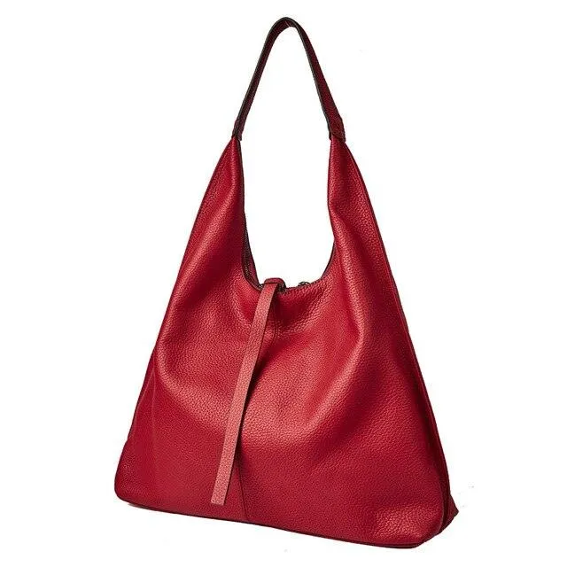 Hobo Tote Black Genuine Leather Shoulder Bag