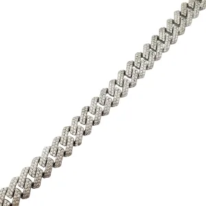 Iced-Out Angular Cuban Link Bracelet (Silver)