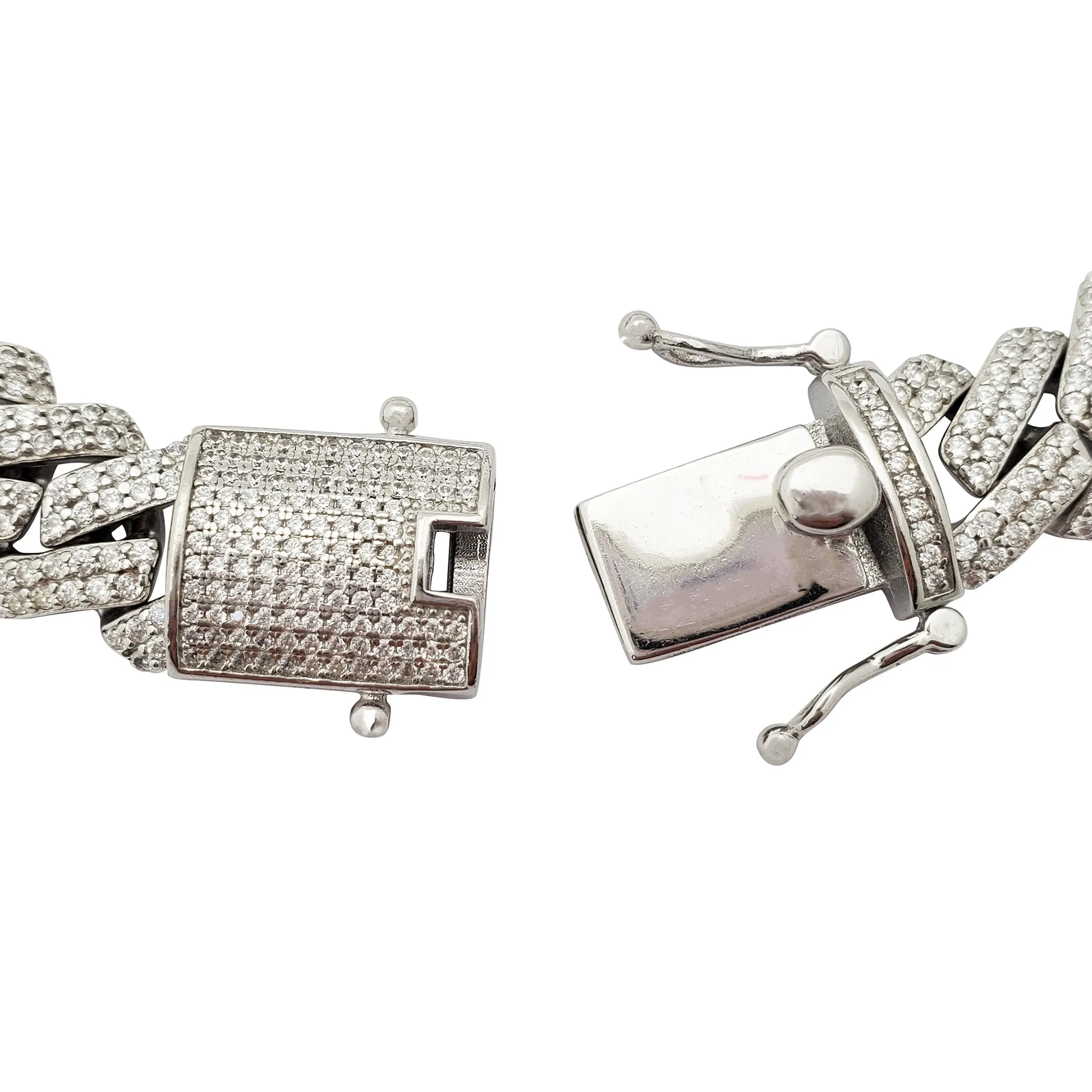 Iced-Out Angular Cuban Link Bracelet (Silver)