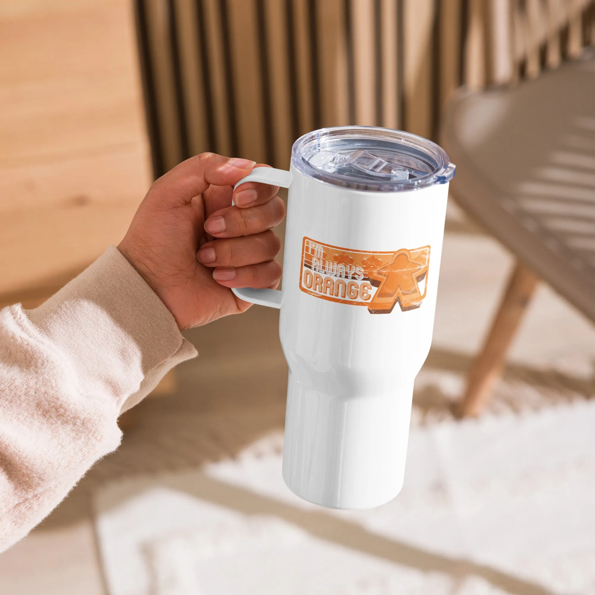 I'm Always Orange Meeple Board Game Travel Mug