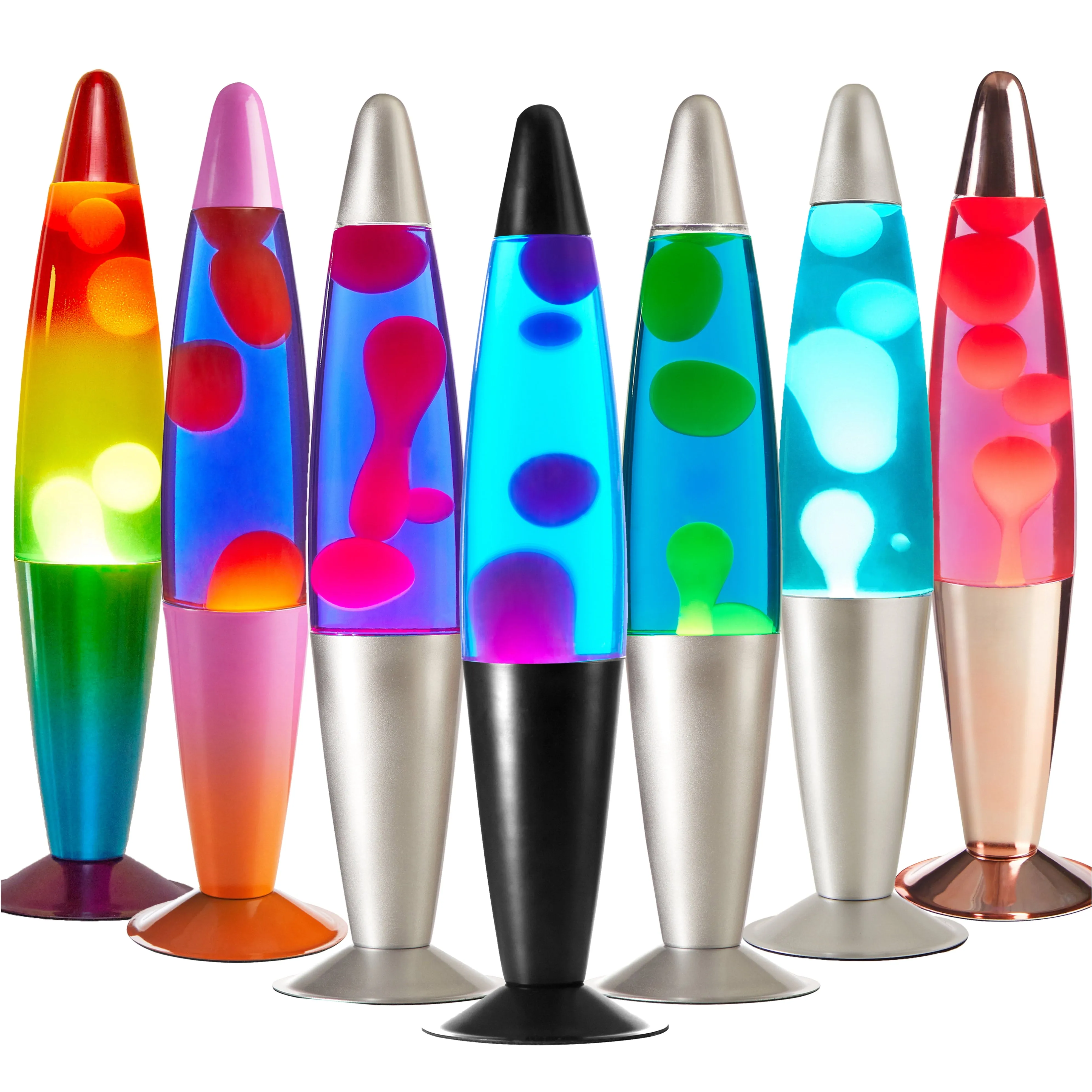 Import to AutoDS    Urban Shop, 16" Yellow/Blue Lava Motion Volcano Lamp, Yellow Wax in Blue Liquid, Silver Metal Base, LED